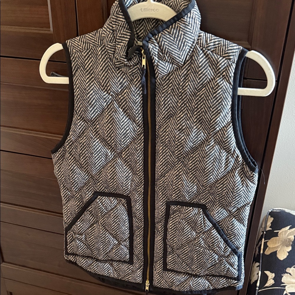 J. Crew Black and White Quilted Vest